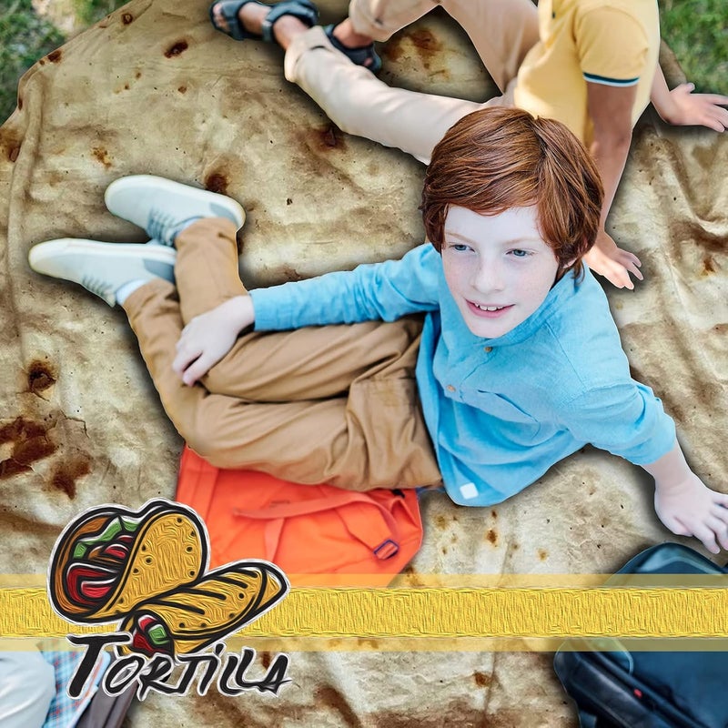 Bcareself Tortilla Blanket Adult Size Giant Double Sided for Kids Funny Realistic Food Personalized Throw Blanket Novelty Gift for Everyone 300 GSM Soft Flannel 60 inches Yellow - Image 2